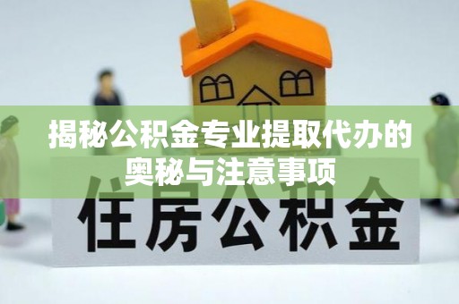 馆陶揭秘公积金专业提取代办的奥秘与注意事项
